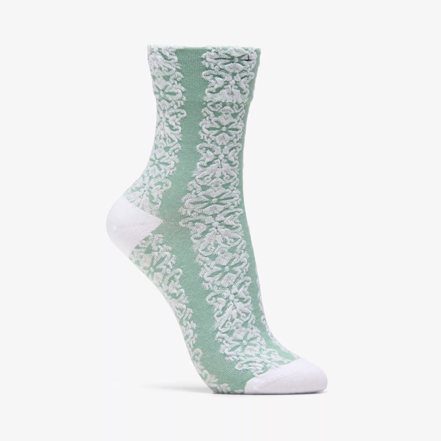 Wide Cuff Floral Crew